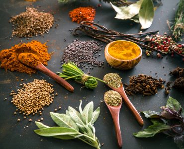Spices and herbs. Variety of spices and mediterranean herbs. Food background